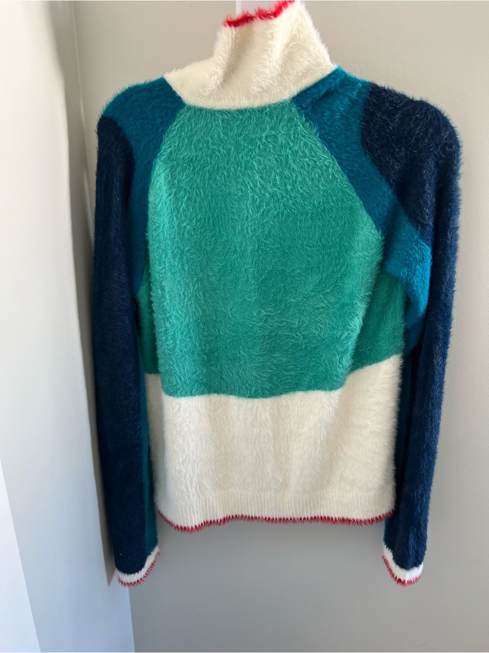 Casablanca authentic Teal and White Mohair-Blend Polo Sweater - Picture 5 of 7